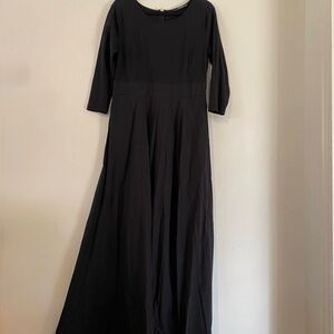 eShakti Black Scoop Neck Gown 3/4 Sleeve